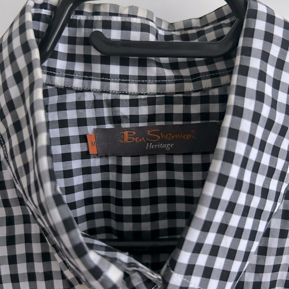 Ben Sherman SS Gingham Button Down Shirt | Medium | Black & White - Picture 4 of 5